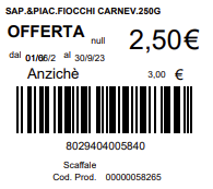 Esempio etichetta